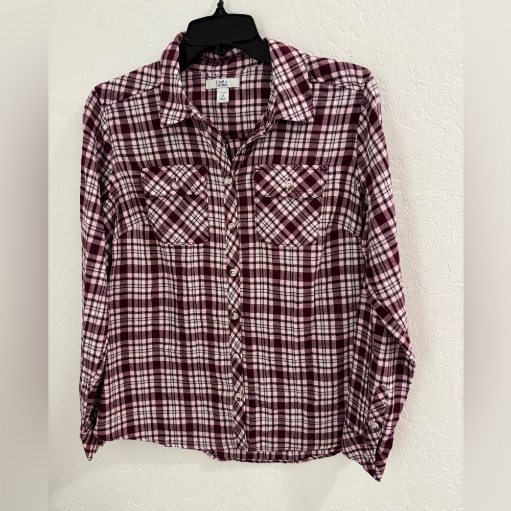 Croft & Barrow Pink and Burgundy flannel size XS